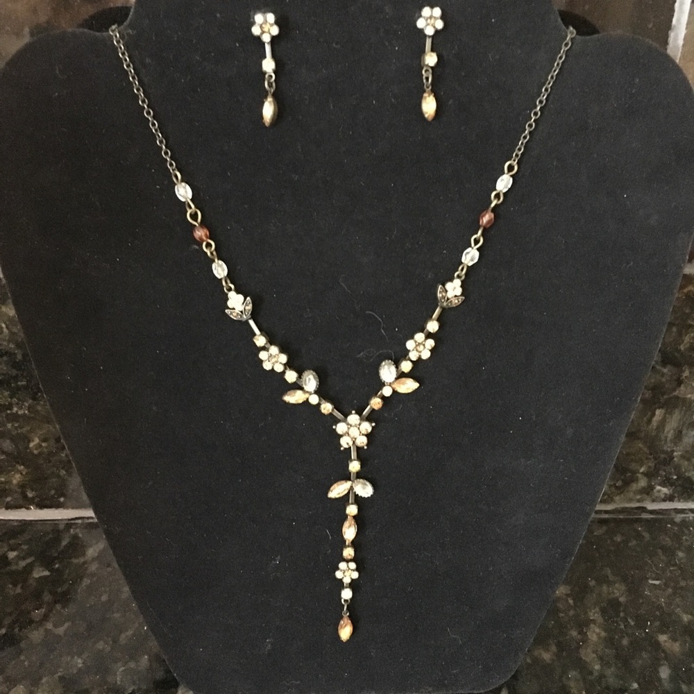 Rhinestone Necklace & Earring Set